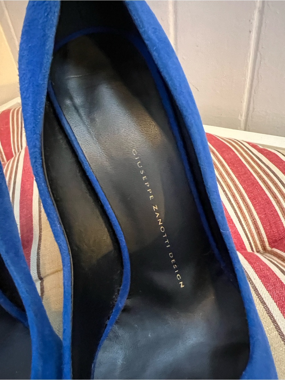 Giuseppe Zanotti Blue Suede Pointed Toe Stiletto Pumps Size 37 EU Italy Luxury - Picture 3 of 10